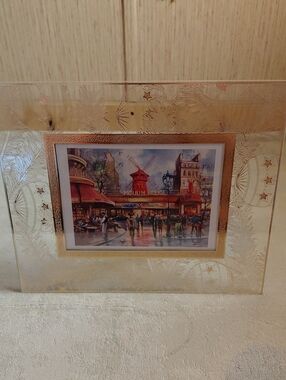 Beltrami Silver Plated Glass Frame With "Paris Le Moulin Rouge" 5x7 Print.